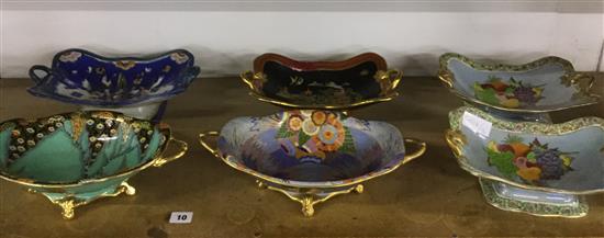 6 Carlton ware 2 handle centre pieces